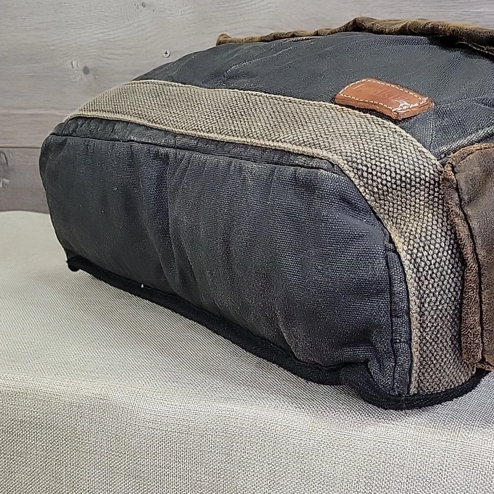 Bed Stu Waxed Canvas Leather Hawkeye Messenger Shoulder Bag